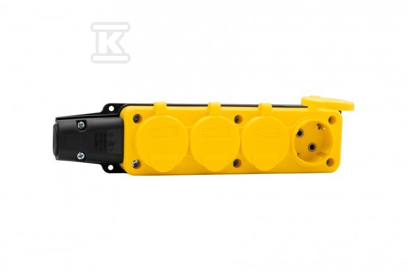 Listwa gumowa 4x230V 16A SCHUKO żółta - F6.0404